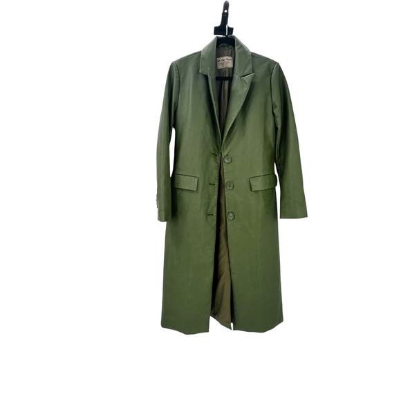 Free People Women's Trinity Faux Leather Trench Coat Long Sleeve Green Size XS - Picture 7 of 13